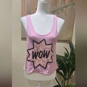 Victorias Secret PINK Sequins Bling “WOW” High Low Crop Tank size XS